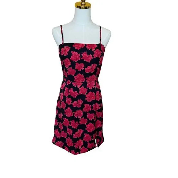 The East Order Black Floral Jacquard Mini Dress MEDIUM Slip Cocktail $169 Flaw - Picture 3 of 11